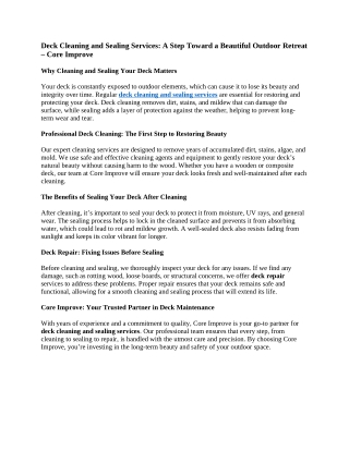 2- Deck Cleaning and Sealing Services A Step Toward a Beautiful Outdoor Retreat – Core Improve