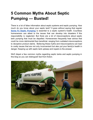 5 Common Myths About Septic Pumping — Busted!