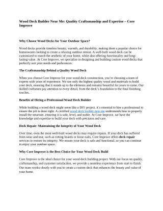 4- Wood Deck Builder Near Me Quality Craftsmanship and Expertise – Core Improve