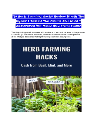 "This Herb Farming Hacks Review Changed Everything