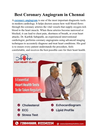 Best Coronary Angiogram in Chennai