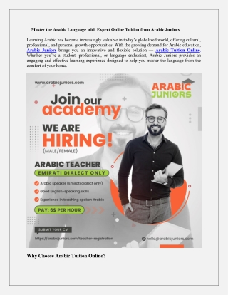 Master the Arabic Language with Expert Online Tuition from Arabic Juniors