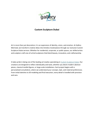 Custom Sculpture Dubai