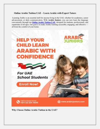 Online Arabic Tuition UAE