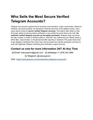 Who Sells the Most Secure Verified Telegram Accounts