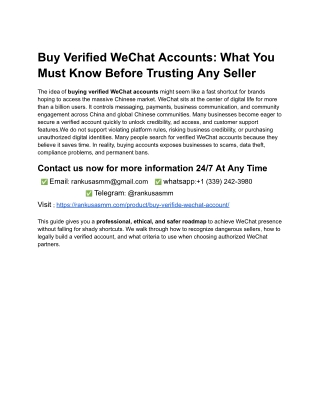 Buy Verified WeChat Accounts_ What You Must Know Before Trusting Any Seller
