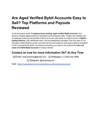 Are Aged Verified Bybit Accounts Easy to Sell_