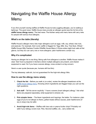 Navigating the Waffle House Allergy Menu