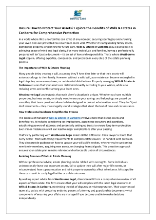 Unsure How to Protect Your Assets - Explore the Benefits of Wills & Estates in Canberra for Comprehensive Protection