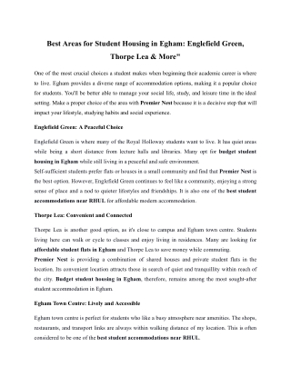 Best Areas for Student Housing in Egham_ Englefield Green, Thorpe Lea & More_