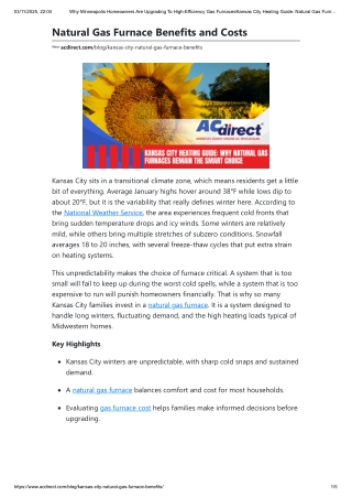 Kansas City Heating and Why Natural Gas Furnaces Remain the Smart Choice