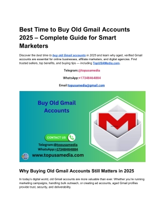 Best Time to Buy Old Gmail Accounts 2025 – Complete Guide for Smart Marketers