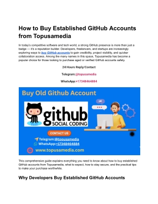How to Buy Established GitHub Accounts from Topusamedia