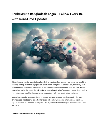 CrickexBuzz Bangladesh Login – Follow Every Ball with Real-Time Updates