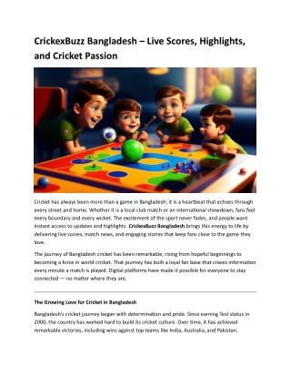 CrickexBuzz Bangladesh – Live Scores, Highlights, and Cricket Passion