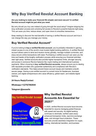 Why Buy Verified Revolut Account Banking