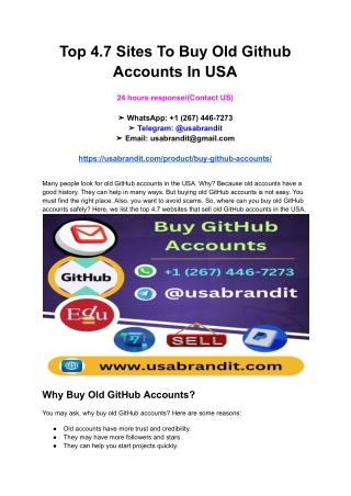 Top 4.7 Sites To Buy Old Github Accounts In USA