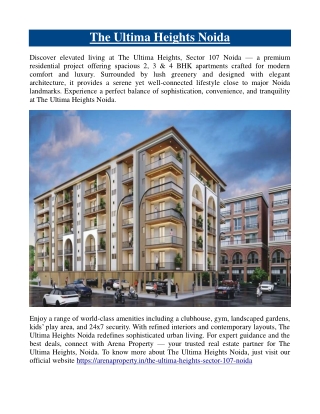 The Ultima Heights Noida