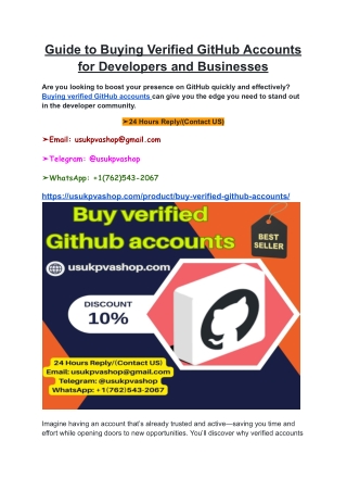 Guide to Buying Verified GitHub Accounts for Developers and Businesses