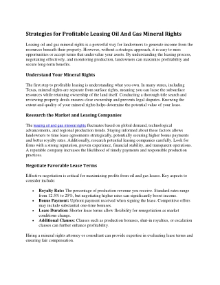 leasing oil and gas mineral rights