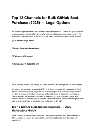 Top 12 Channels for Bulk GitHub Seat Purchase (2025) — Legal Options