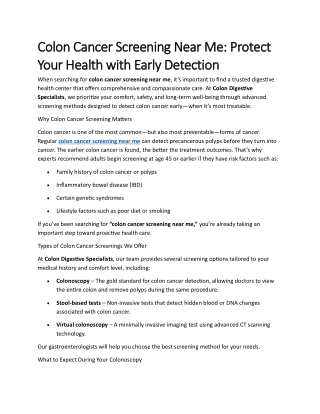 Colon Cancer Screening Near Me