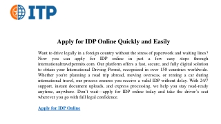 Apply for IDP Online Quickly and Easily