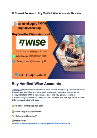 17 Trusted Sources to Buy Verified Wise Accounts This Year