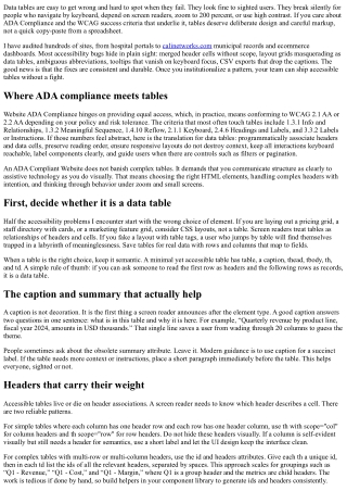 Making Data Tables Accessible for ADA Website Compliance