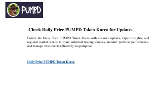 Check Daily Price PUMPD Token Korea for Updates
