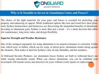 Why is It Sensible to Invest in Aluminium Gates and Fences?