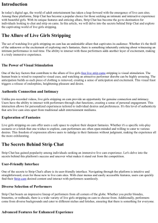 Strip Chat Secrets: Unveiling the Allure of Live Girls Stripping