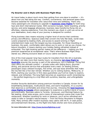 Fly Smarter and in Style with Business Flight Shop