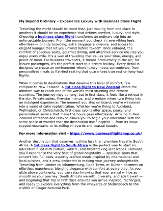 Fly Beyond Ordinary – Experience Luxury with Business Class Flight