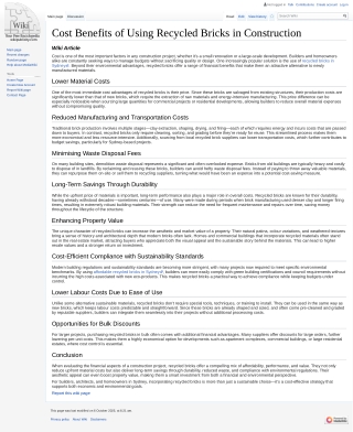 Cost Benefits of Using Recycled Bricks in Construction