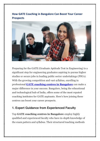 How GATE Coaching in Bangalore Can Boost Your Career Prospects