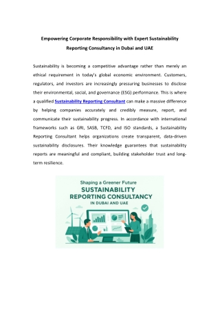 Empowering Corporate Responsibility with Expert Sustainability Reporting Consultancy in Dubai and UAE
