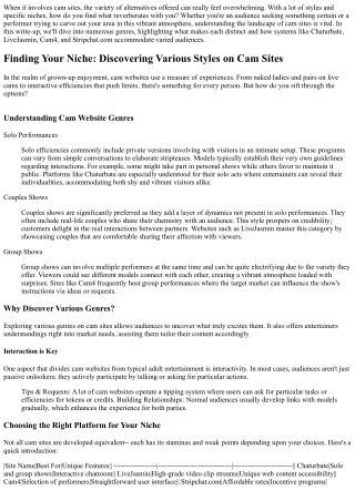 Finding Your Niche: Checking Out Different Categories on Cam Sites