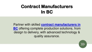 Contract Manufacturers In BC
