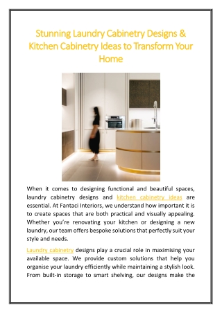 Stunning Laundry Cabinetry Designs & Kitchen Cabinetry Ideas to Transform Your Home