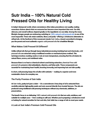 Premium cold pressed oil in india