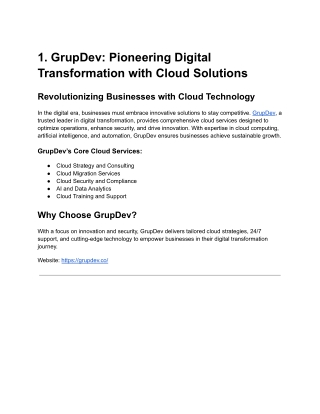 GrupDev Pioneering Digital Transformation with Cloud Solutions