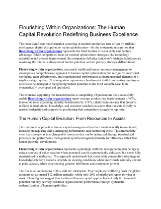Flourishing Within Organizations The Human Capital Revolution Redefining Business Excellence