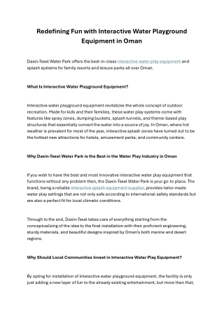 Redefining‍‌‍‍‌‍‌‍‍‌ Fun with Interactive Water Playground Equipment in Oman