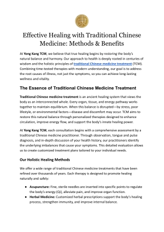 Effective Healing with Traditional Chinese Medicine: Methods & Benefits
