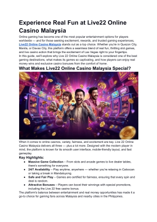 Live22 Online Casino Malaysia