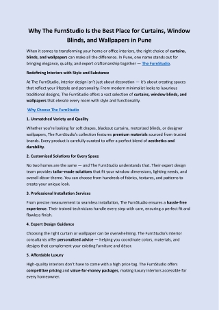 Why The FurnStudio Is the Best Place for Curtains, Window Blinds, and Wallpapers in Pune