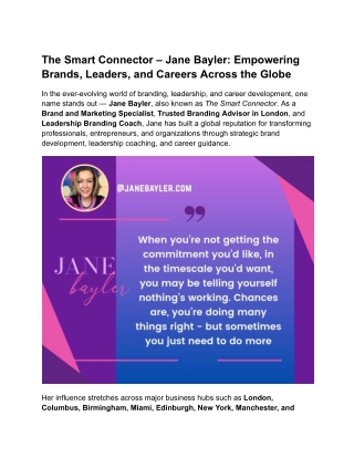 The Smart Connector – Jane Bayler_ Empowering Brands, Leaders, and Careers Across the Globe