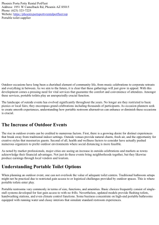 The Future of Outdoor Events and the Function of Portable Restrooms Therein.