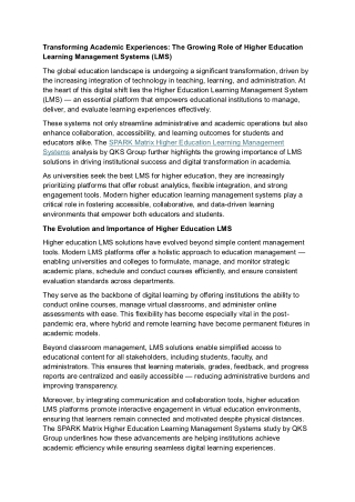 The Growing Role of Higher Education Learning Management Systems (LMS)